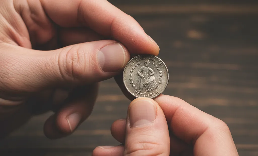 1776 to 1976 Bicentennial Quarter in the hands